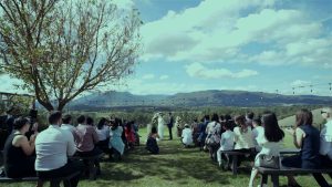 newly married couple wide shot wedding Yarra valley